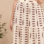 White Cotton Check Printed Tiered Maxi Skirt for Women, Handmade Maxi Skirt