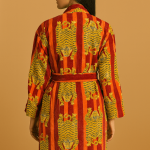 Handmade Green Jungle Print Velvet Kimono Robe: Cotton Bridal Coat