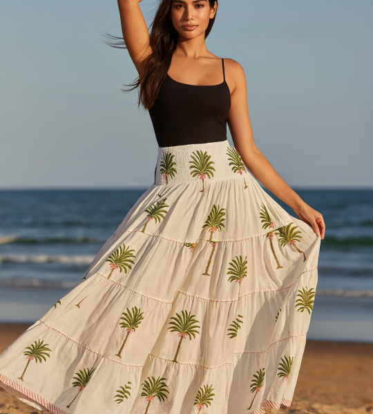 Indian Hand block Printed Skirt For Women, Block Print Skirt, Hand Block Printed Skirt, Women White Cotton Skirt, Summer Skirt, Gift For Her