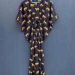 Tiger Hand Block print women's kaftan, Animal cotton light weight summer wear, beach wear dress, maxi Gown nightwear