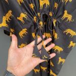 Tiger Hand Block print women's kaftan, Animal cotton light weight summer wear, beach wear dress, maxi Gown nightwear
