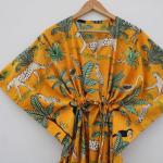 New Floral Print Kaftan, Indian Soft Cotton Caftan, Maxi Dress, Beach Cover Up, Bridesmaid Gift, Kaftan For Women's, Nightwear Dress