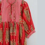 Hand Block Printed Cotton Maxi Dress: Tiger Print Indian Summer Dress
