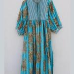 Hand Block Printed Cotton Maxi Dress: Tiger Print Indian Summer Dress