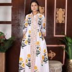 Hand Block Printed Dress, Yellow Colour Floral Print Dress, Indian Cotton Dress, Summer Women Dress, Long Women Dress, Gift For Her
