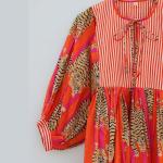 Hand Block Printed Cotton Maxi Dress: Tiger Print Indian Summer Dress