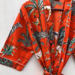 Jungle print Kimono, Handmade Kimono Robe, Indian Soft Cotton Kimono, Japanese Kimono, Long Dressing Gown, Women's Clothing