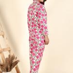 Hand Block Printed Cotton Pajama Set | Pink Striped Floral Nightwear | Boho Loungewear Sleepwear | Womens Handmade Night Suit
