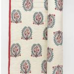 Handmade Cotton Block Print Quilt – Reversible Floral Jaipuri Blanket, Red Border Bedding, Indian Cotton Quilt