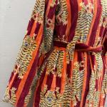 Handmade Green Jungle Print Velvet Kimono Robe: Cotton Bridal Coat