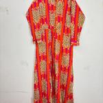 Women's Red Tiger Print Maxi Dress | Full Sleeve Collared Long Dress | Elegant Cotton Shirt Dress with Pockets