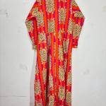 Women's Red Tiger Print Maxi Dress | Full Sleeve Collared Long Dress | Elegant Cotton Shirt Dress with Pockets