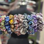 Peck Of 10 Pieces, Repurposed/Upcycled/Vintage Fabric Hair Scrunchies, Ponytail Holder, Print Band, Accessories, Sustainable Fabrics