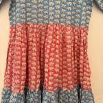 Boho Floral Print Midi Dress – Yellow & Blue Cotton A-Line Dress – Ethnic Casual Summer Wear – Hand Block Print – Comfortable Everyday Dress