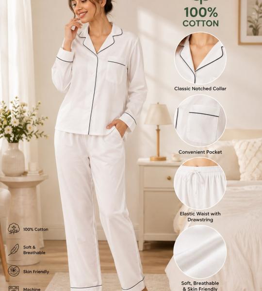 Handmade Cotton Summer Pj Set, Indian Solid Beach Wear, Cotton Pajama Set For Women's