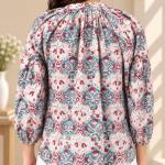 Women’s Floral Printed Top | Round Neck Balloon Sleeve Blouse | Casual Boho Tunic Top