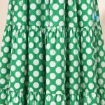 Green & White Polka Dot Tiered Maxi Skirt for Women | Flowy Long Skirt with Elastic Waist & Drawstring